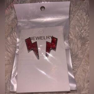 Red Lightning Bolt Earrings